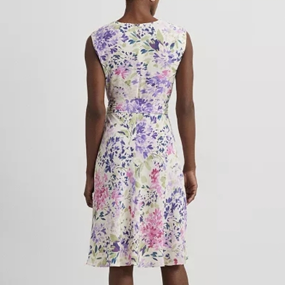 Lauren Ralph Lauren Floral Belted Bubble Crepe Dress - Size 4 - Picture 3 of 14